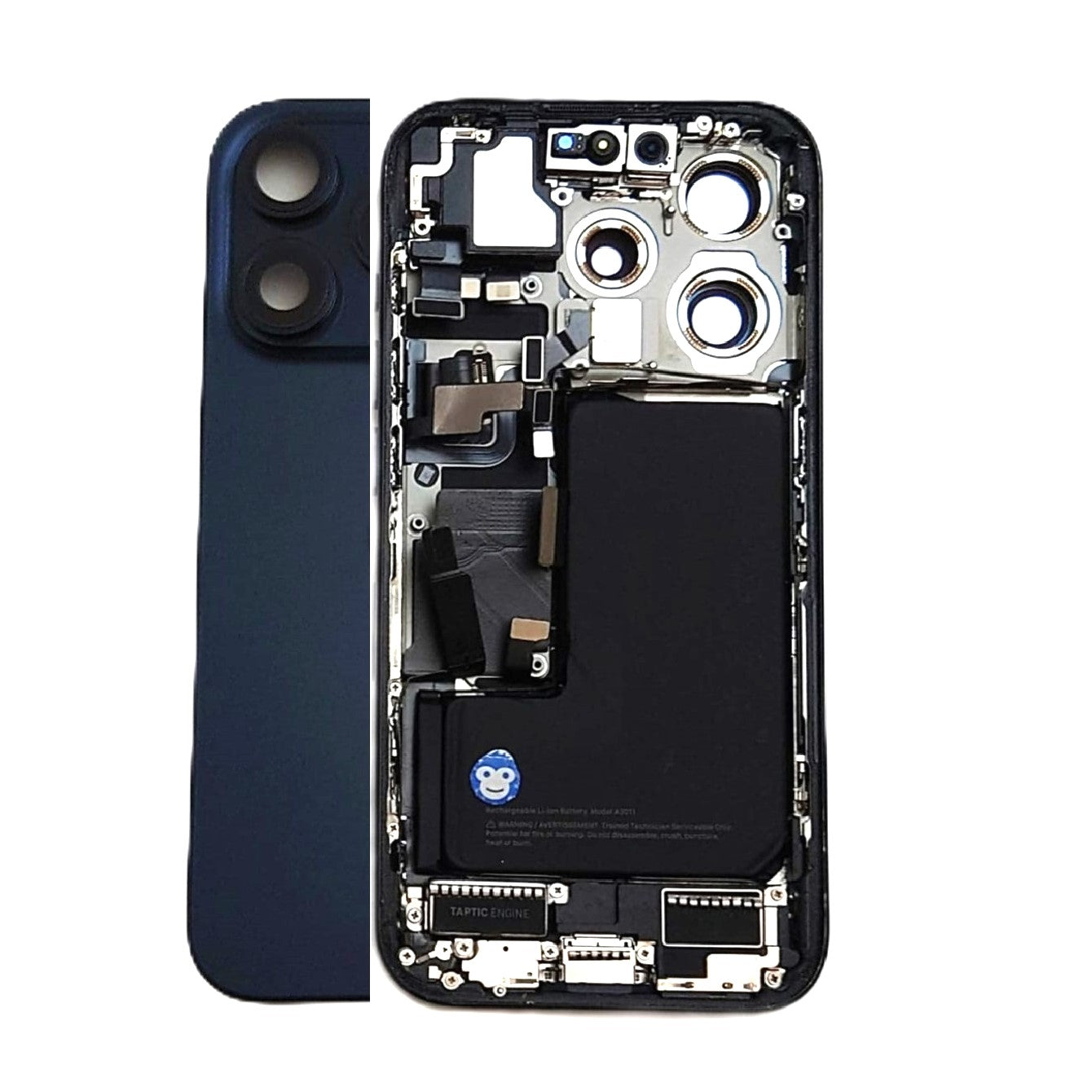 CHASSIS HOUSING FRAME IPHONE 15 PRO WITH PARTS BLUE TITANIUM - GRADE AB
