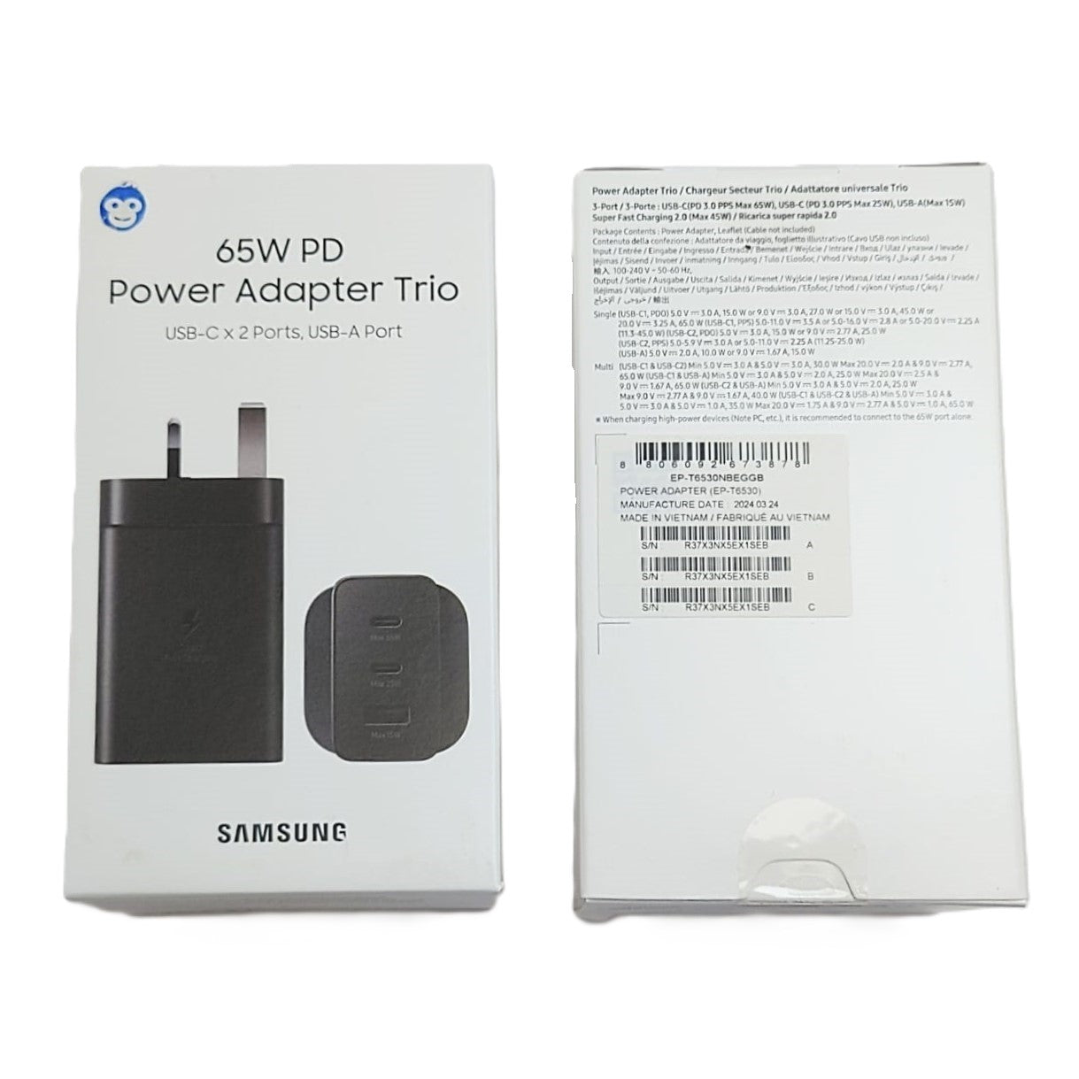 PLUG (ADAPTOR) TYPE-C SAMSUNG BLACK 65W - RETAIL PACKED