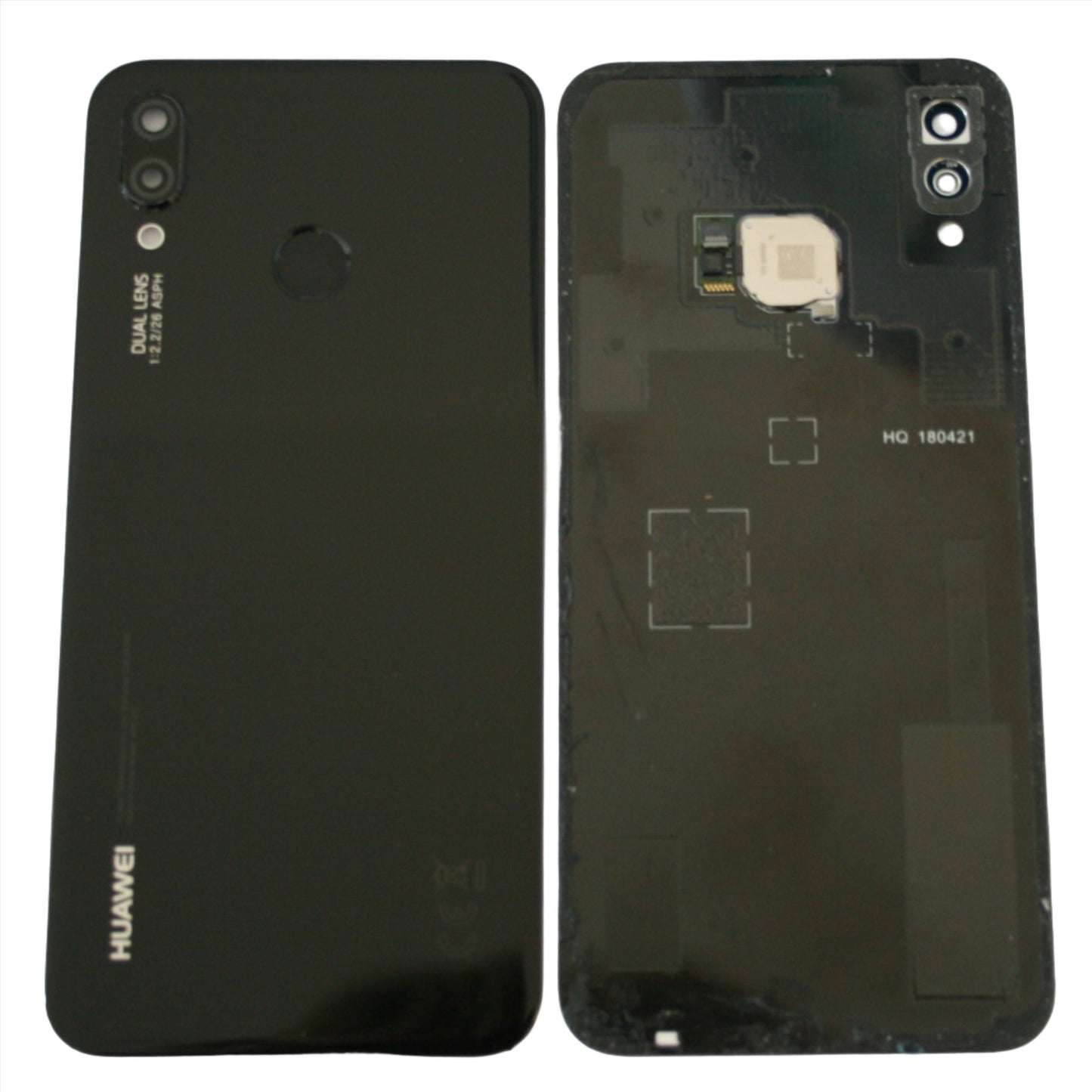 Huawei P20 Lite Rear Back Glass Battery Cover in Black with Camera Lens - GRADE AB