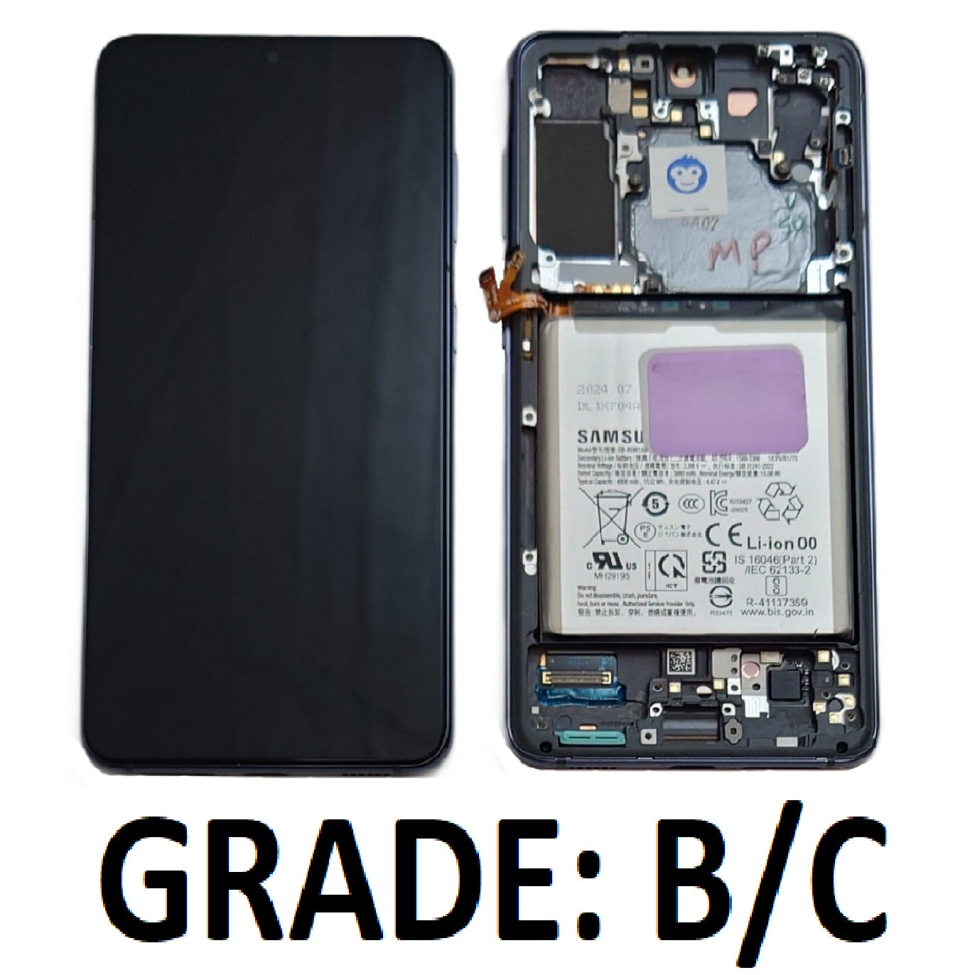 USED LCD SCREEEN DISPLAY SAMSUNG GALAXY S21 5G G991 GREY (Black) - GRADE BC