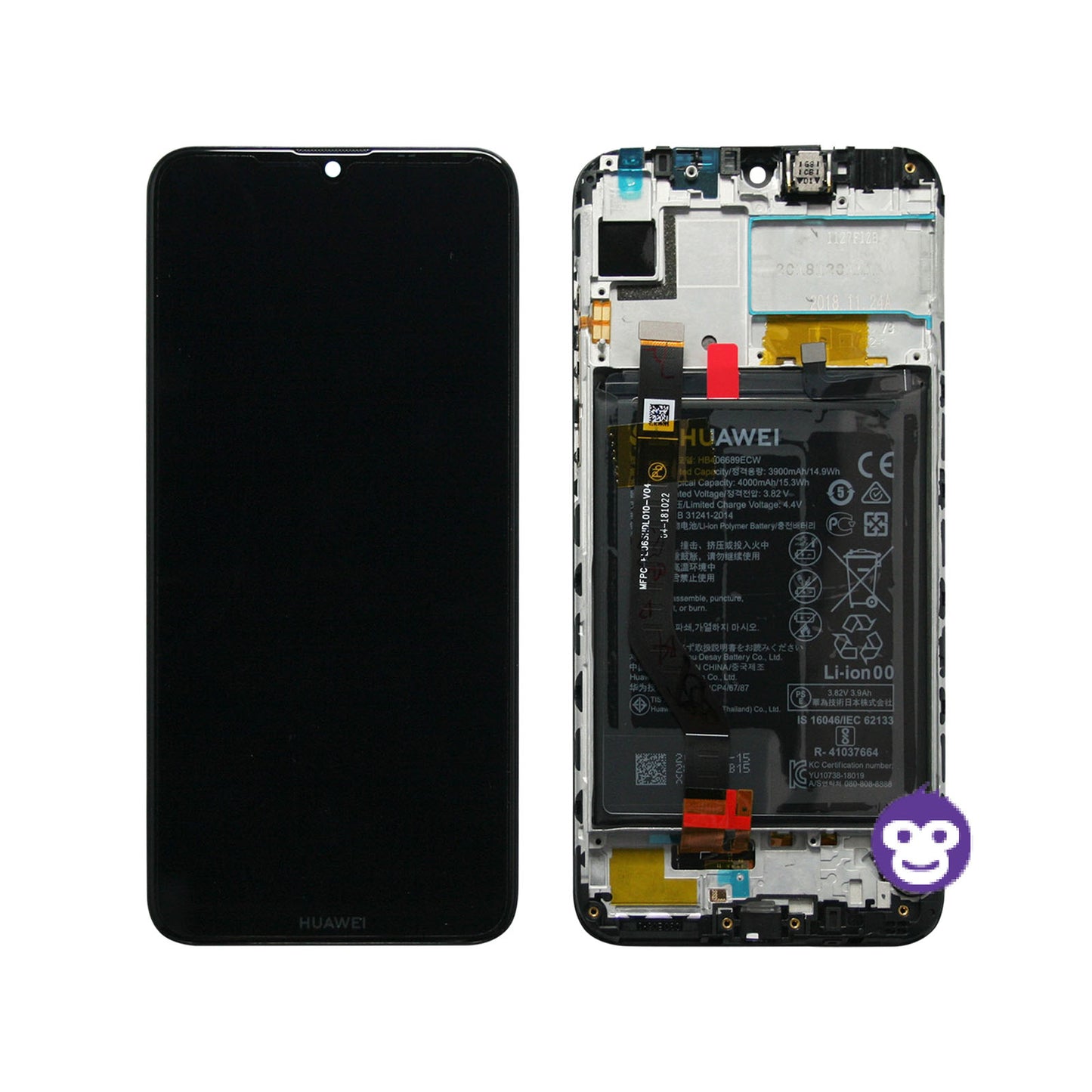 LCD Display Huawei Y7 (2019) in black with Battery 02352KCV - NEW