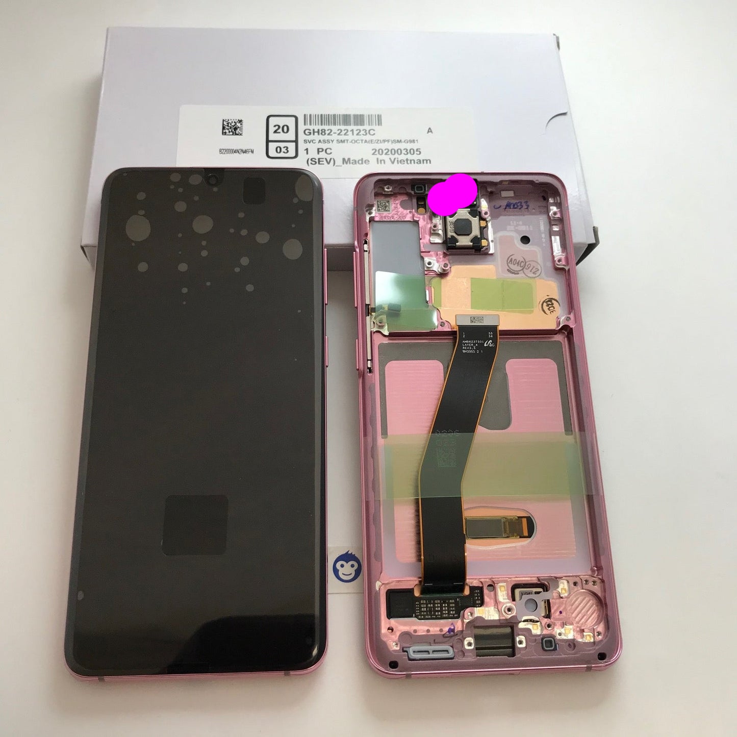 LCD Screen Display Samsung Galaxy S20 / S20 5G G980 / G981 Pink (No front cam) - NEW