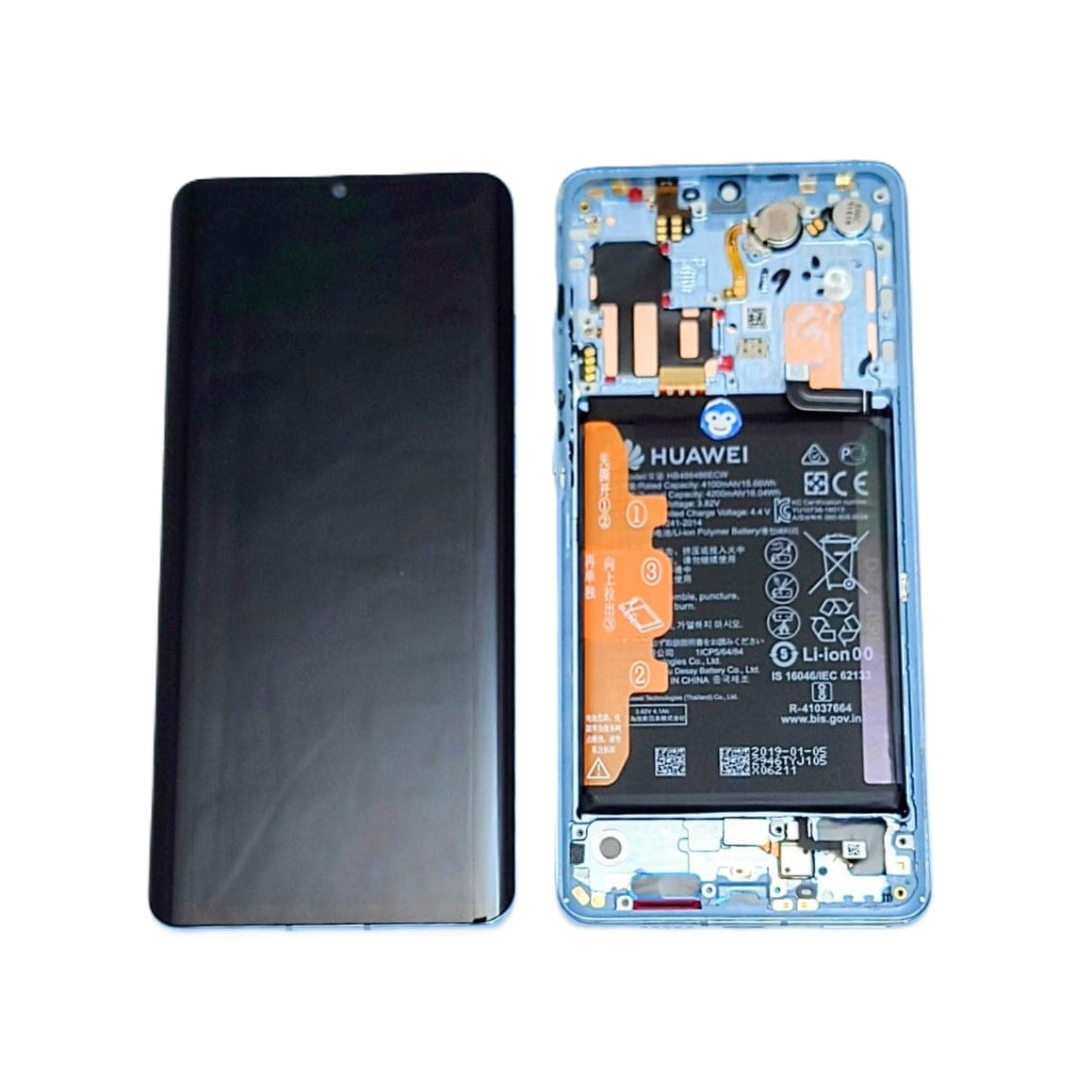 LCD display screen Huawei P30 Pro in frame Crystal (Light Blue) with Battery - GRADE A
