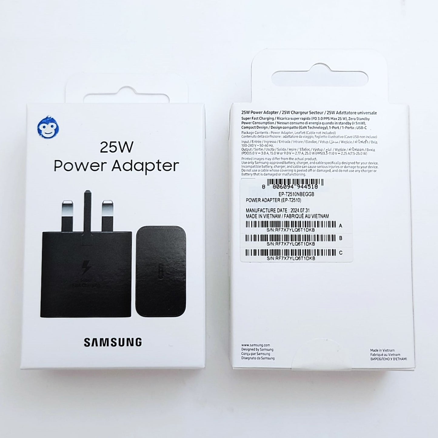 PLUG (ADAPTOR) TYPE-C SAMSUNG BLACK 25W - RETAIL PACKED