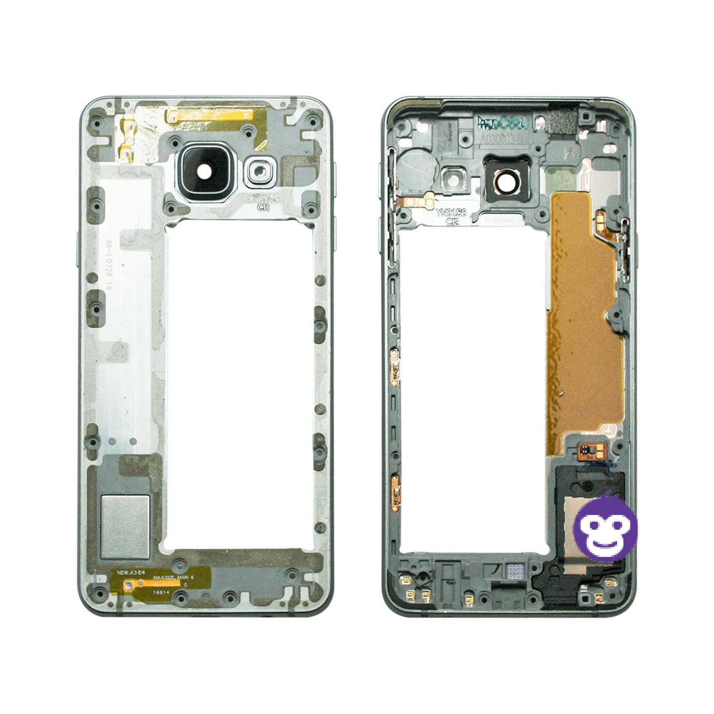 CHASSIS FRAME WITH PARTS AND CAMERA LENS SAMSUNG GALAXY A3 (2016) A310F BLACK - GRADE AB