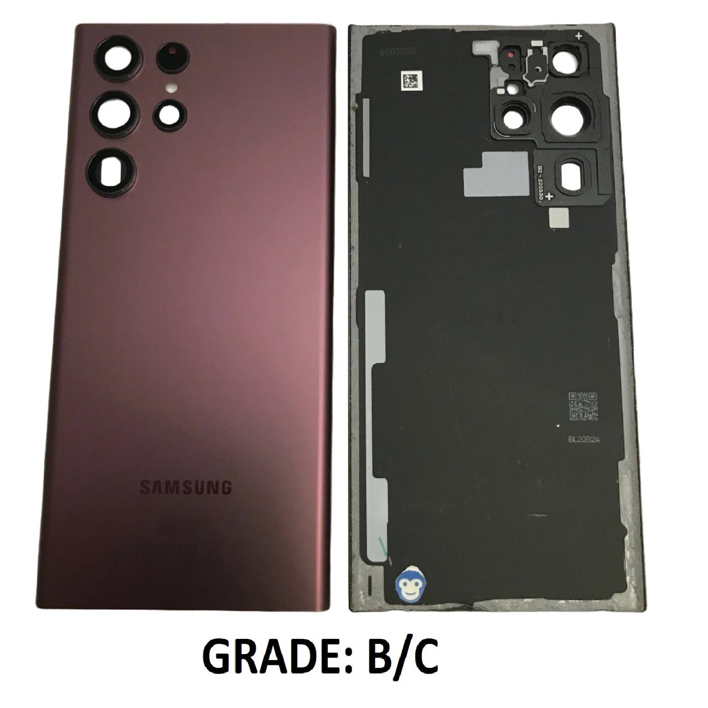 BACK BATTERY REAR COVER PANEL CAMERA LENS SAMSUNG GALAXY S22 ULTRA S908 BURGUNDY - GRADE BC