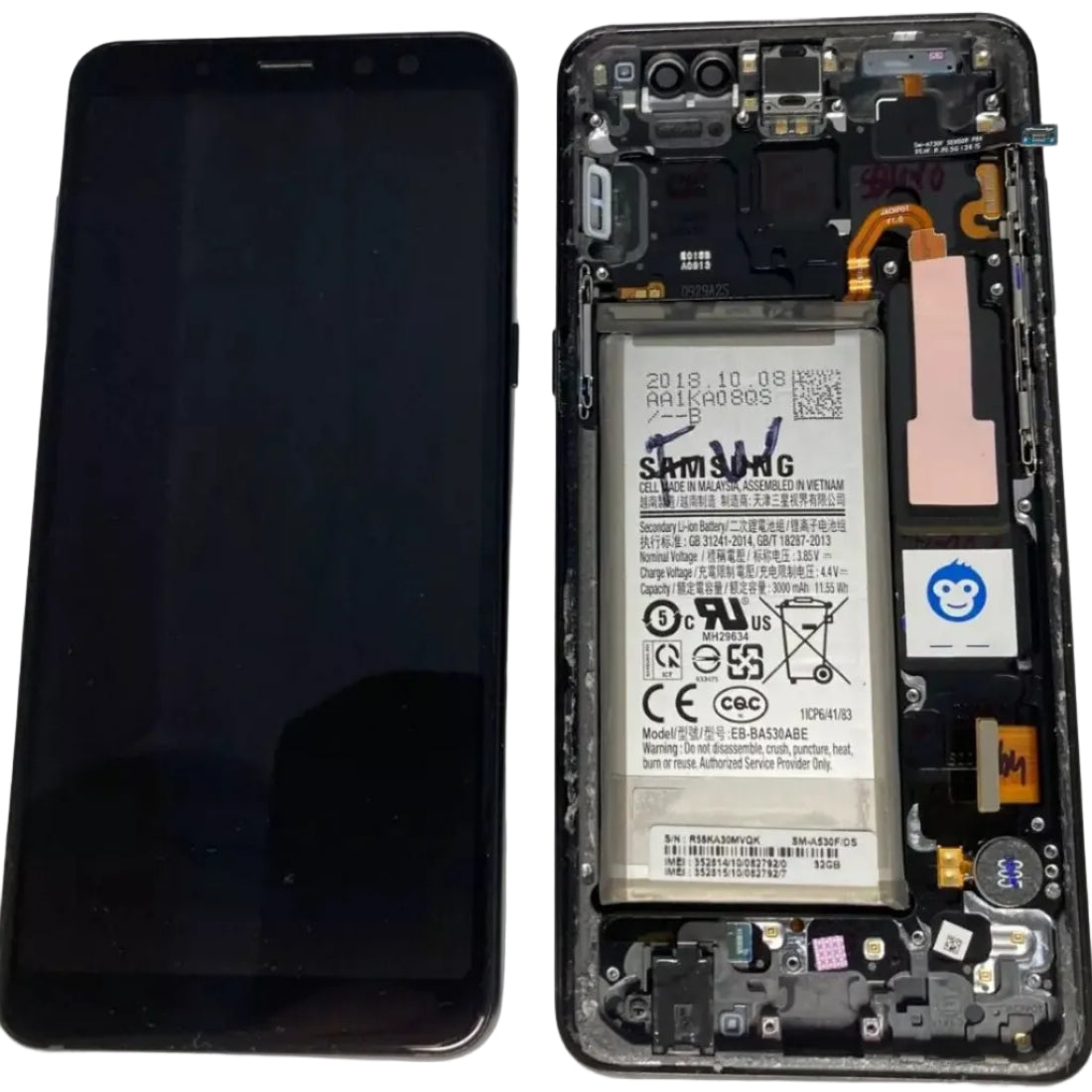 LCD SCREEN DISPLAY Samsung Galaxy A8 (2018) A530 BLACK - GRADE AB