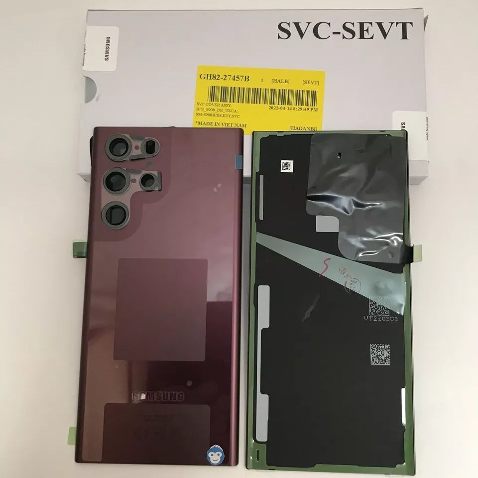 BACK BATTERY REAR COVER PANEL CAMERA LENS SAMSUNG GALAXY S22 ULTRA S908 BURGUNDY - NEW
