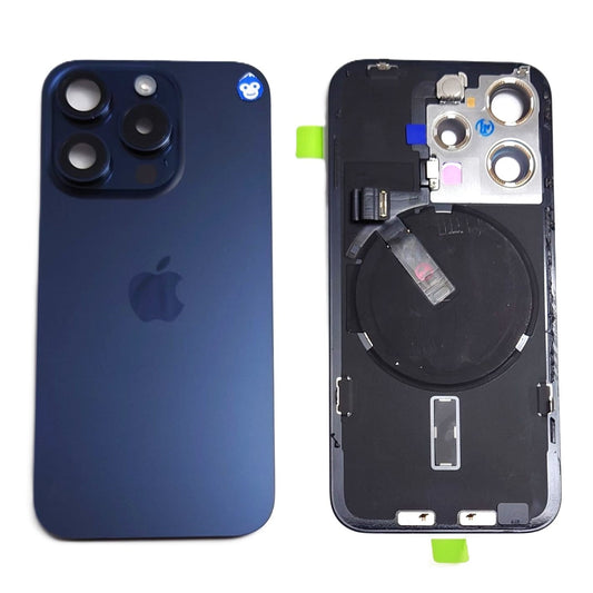 BACK BATTERY COVER GLASS IPHONE 15 PRO BLUE TITANIUM - GRADE AB