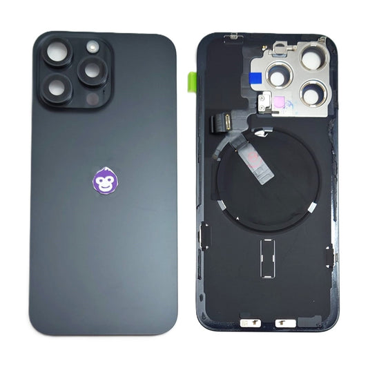 BACK BATTERY COVER GLASS IPHONE 15 PRO MAX BLACK TITANIUM - GRADE AB