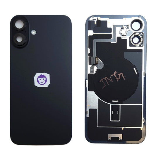 BACK BATTERY COVER GLASS IPHONE 16 PLUS BLACK - GRADE AB