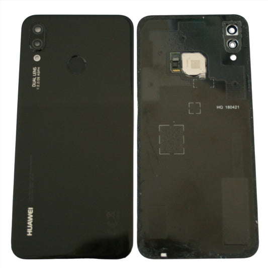 Huawei P20 Lite Rear Back Glass Battery Cover in Black with Camera Lens - GRADE AB