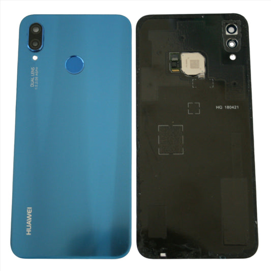Huawei P20 Lite Rear Back Glass Battery Cover in Blue with Camera Lens - GRADE AB