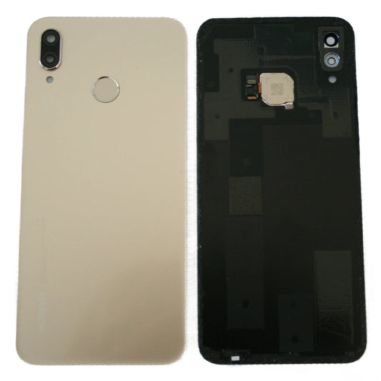 Huawei P20 Lite Rear Back Glass Battery Cover in Gold with Camera Lens - GRADE AB