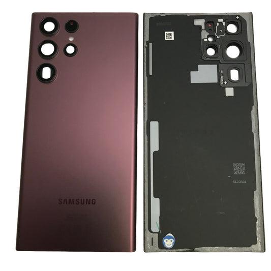 BACK BATTERY REAR COVER PANEL CAMERA LENS SAMSUNG GALAXY S22 ULTRA S908 BURGUNDY - GRADE AB