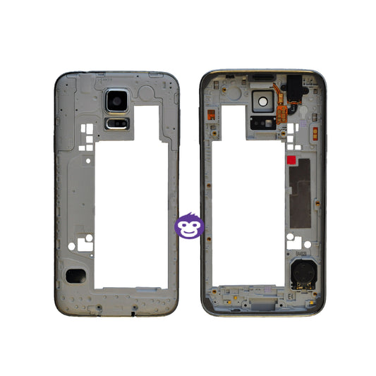 CHASSIS FRAME WITH PARTS AND CAMERA LENS SAMSUNG GALAXY S5 G900F SILVER - GRADE AB