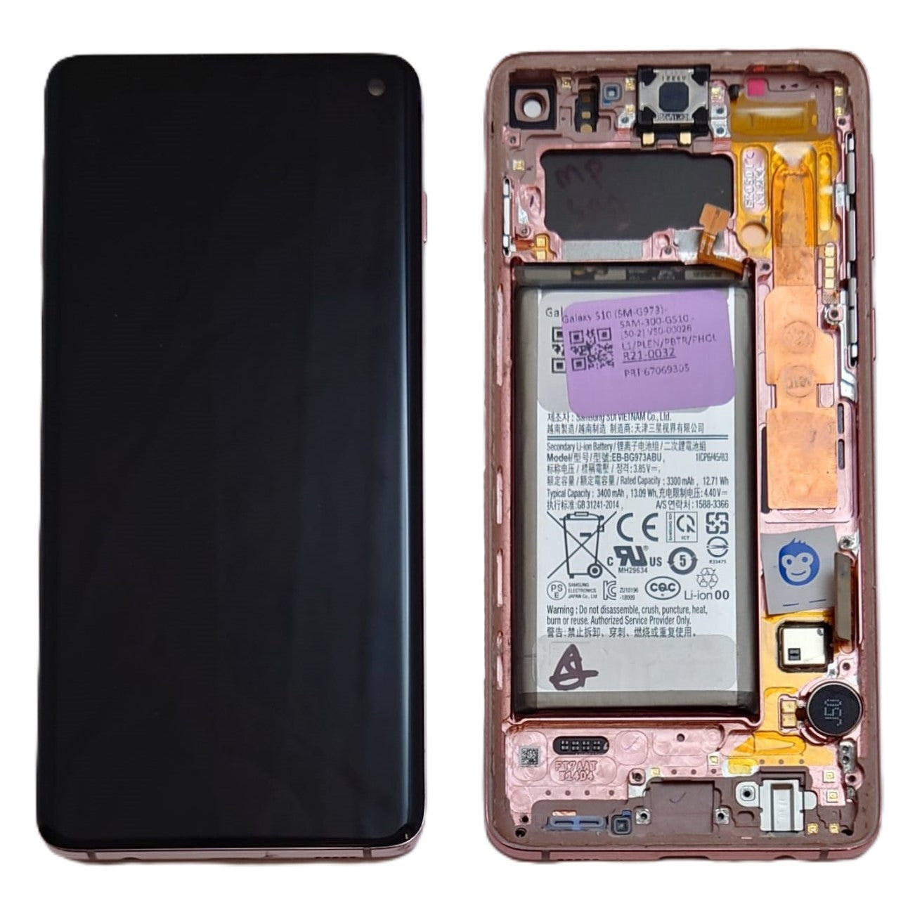 LCD Screen display Samsung Galaxy S10 G973 PRISM PINK - GRADE AB