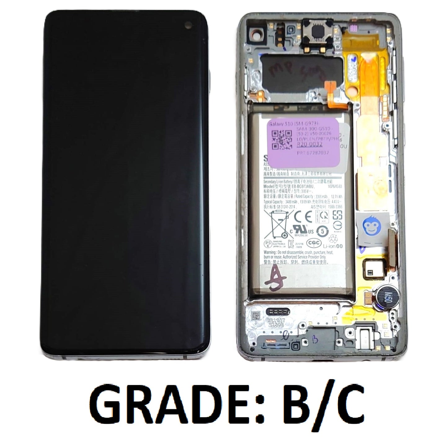 LCD Screen display Samsung Galaxy S10 G973 PRISM WHITE - GRADE BC