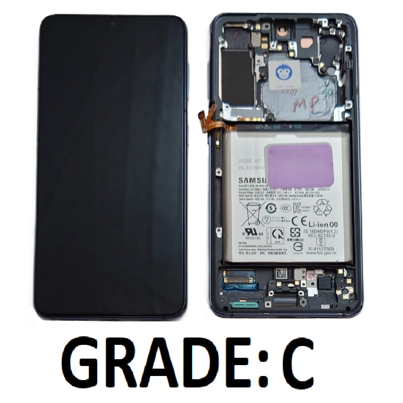 USED LCD SCREEEN DISPLAY SAMSUNG GALAXY S21 5G G991 GREY BLACK - GRADE C