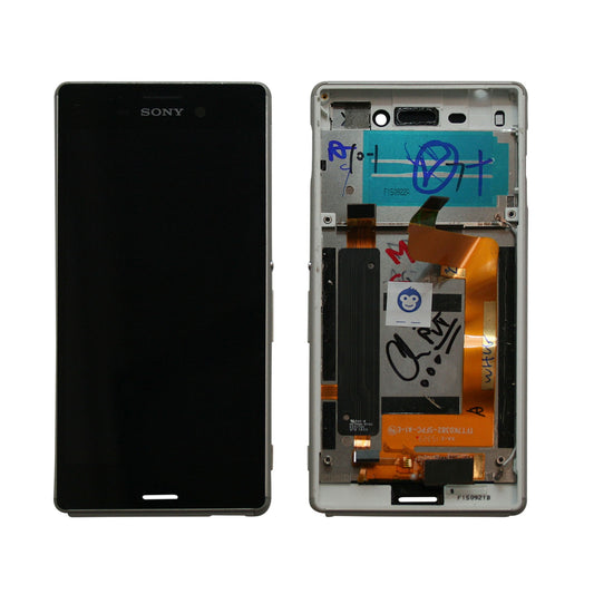 LCD SCREEN IN FRAME SONY XPERIA M4 AQUA SILVER - GRADE AB
