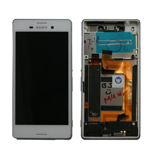 LCD SCREEN IN FRAME SONY XPERIA M4 AQUA WHITE - GRADE AB