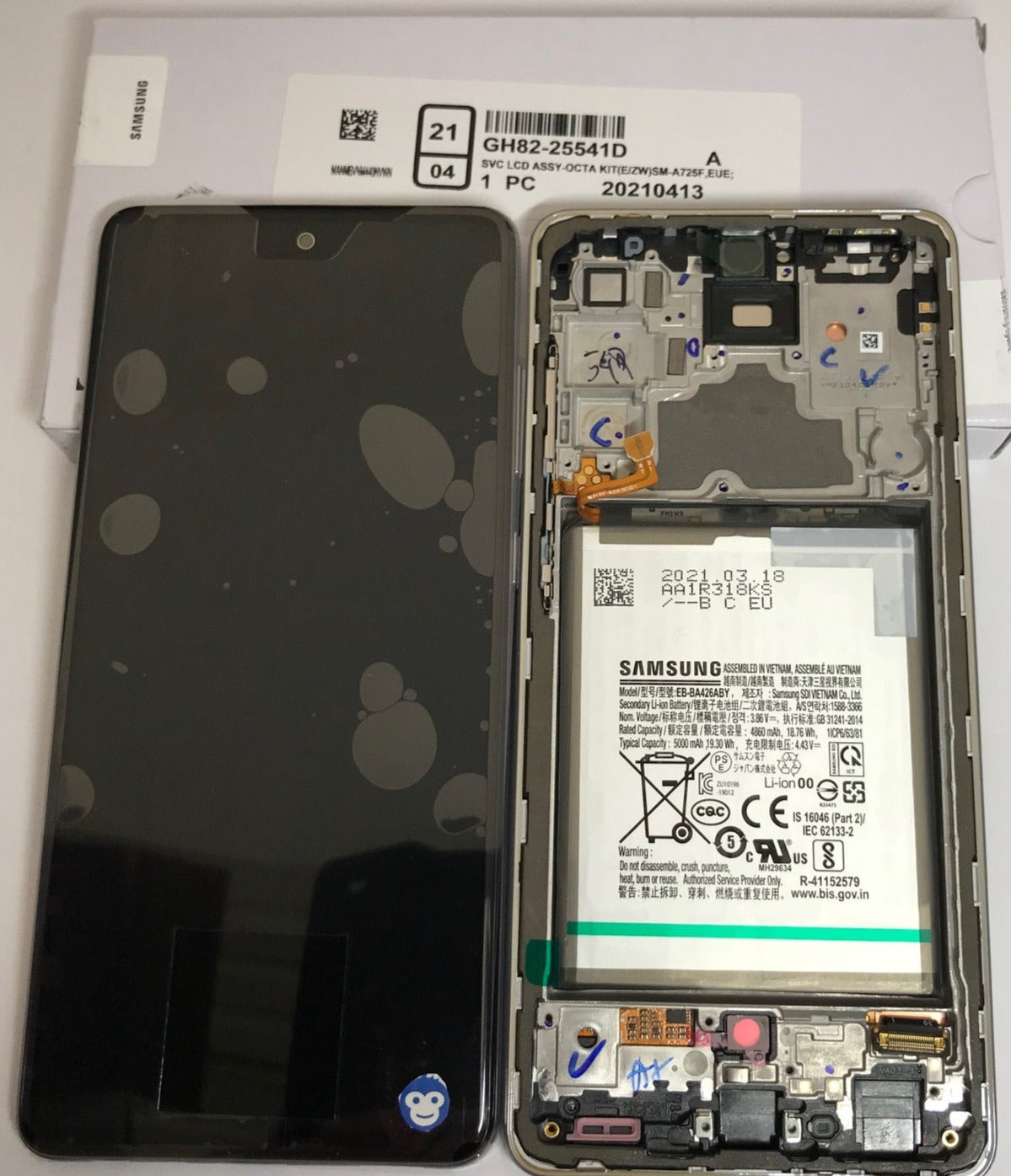 LCD Screen Display Samsung Galaxy A72 4G A725 WHITE WITH BATTERY - NEW