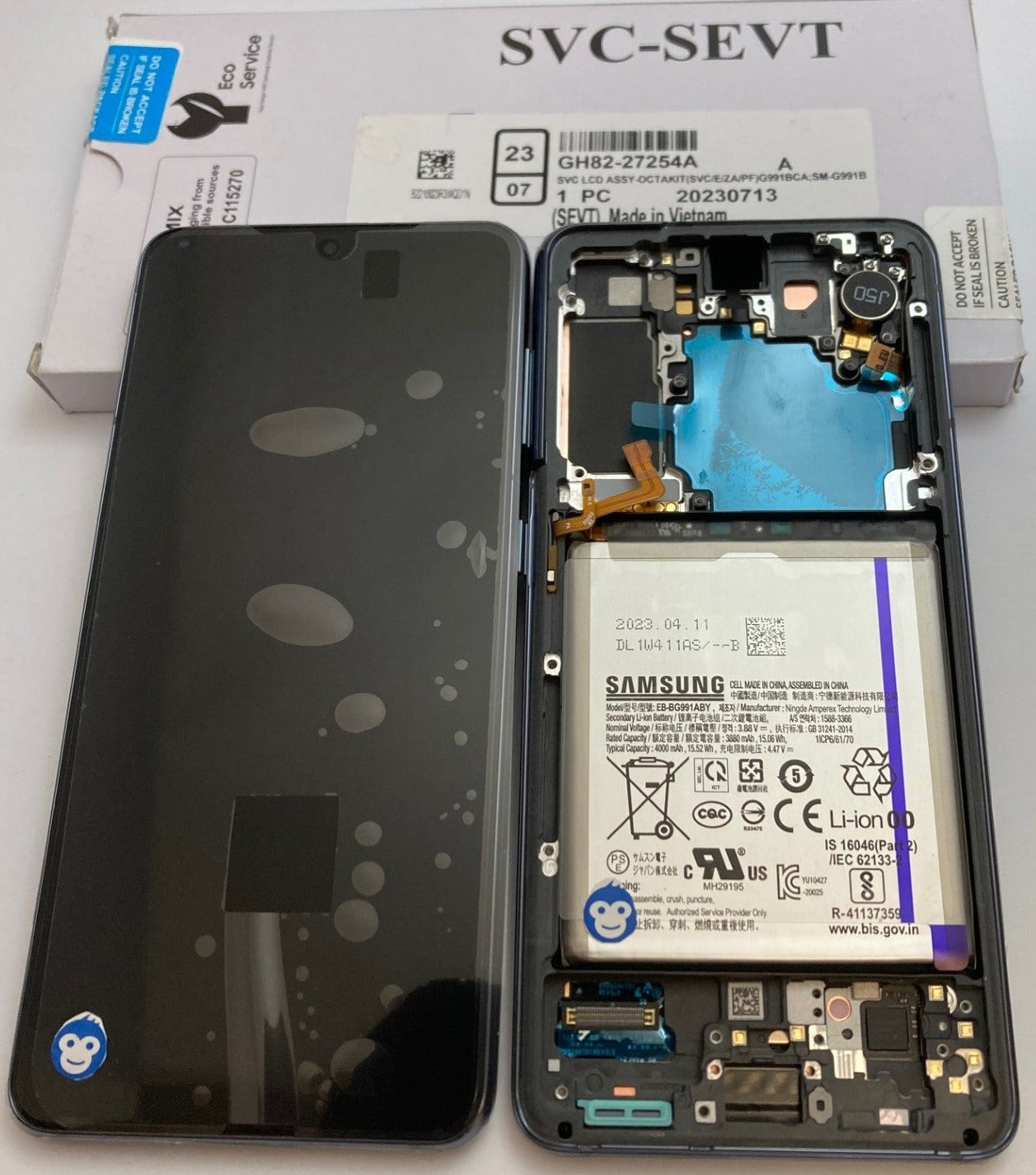 LCD Screen Display Samsung Galaxy S21 5G G991 / Grey (BLACK) (WITH BATTERY NO CAM) - NEW