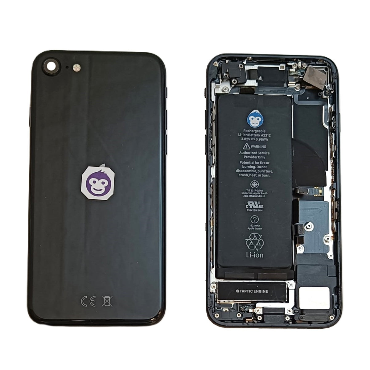 IPHONE SE2020 SE20 SE 2ND GENERATION BLACK CHASSIS HOUSING WITH SMALL PARTS - GRD AB
