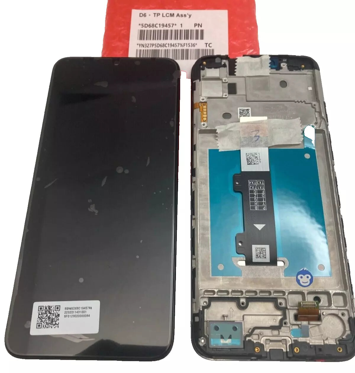 LCD SCREEN DISPLAY WITH FRAME MOTOROLA E20 BLACK - NEW