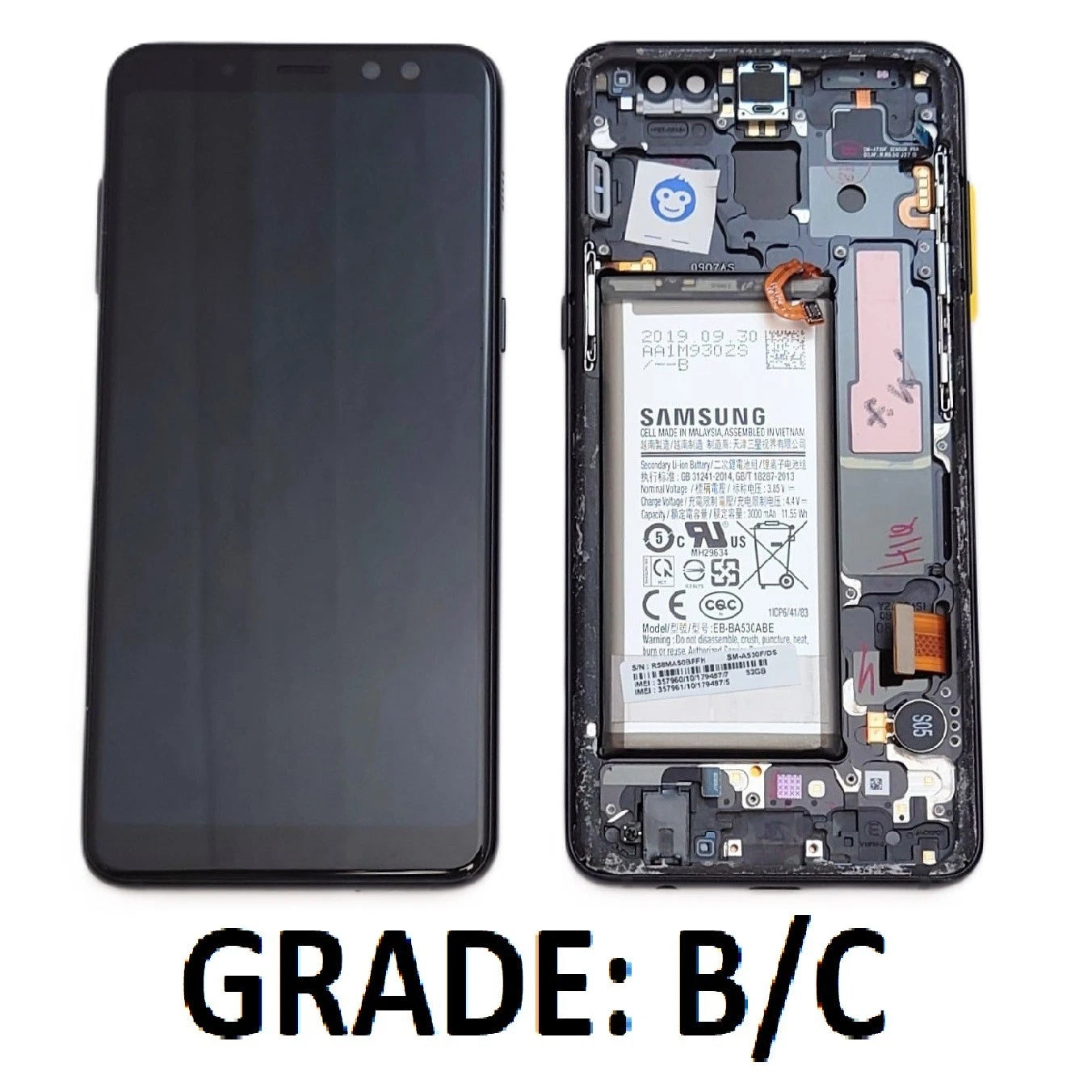 LCD SCREEN DISPLAY Samsung Galaxy A8 (2018) A530 BLACK - GRADE BC
