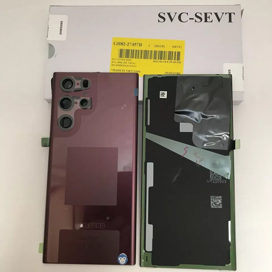 BACK BATTERY REAR COVER PANEL CAMERA LENS SAMSUNG GALAXY S22 ULTRA S908 BURGUNDY - NEW